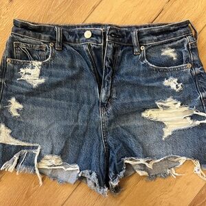 American Eagle Outfitters Blue Distressed Jean Shorts
